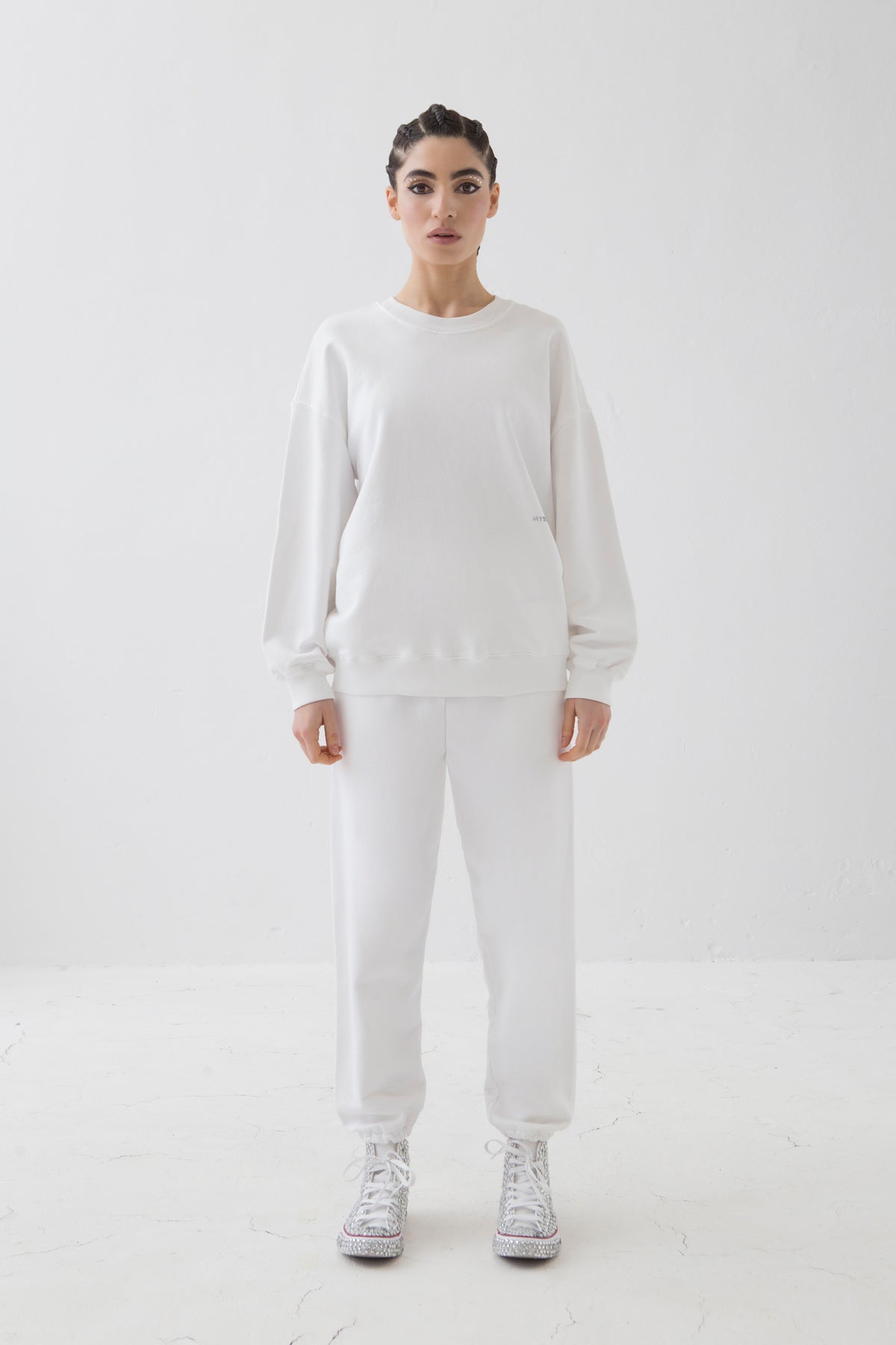 MYTRACKSUIT - FELPA GIROCOLLO/JOGGER BIANCO