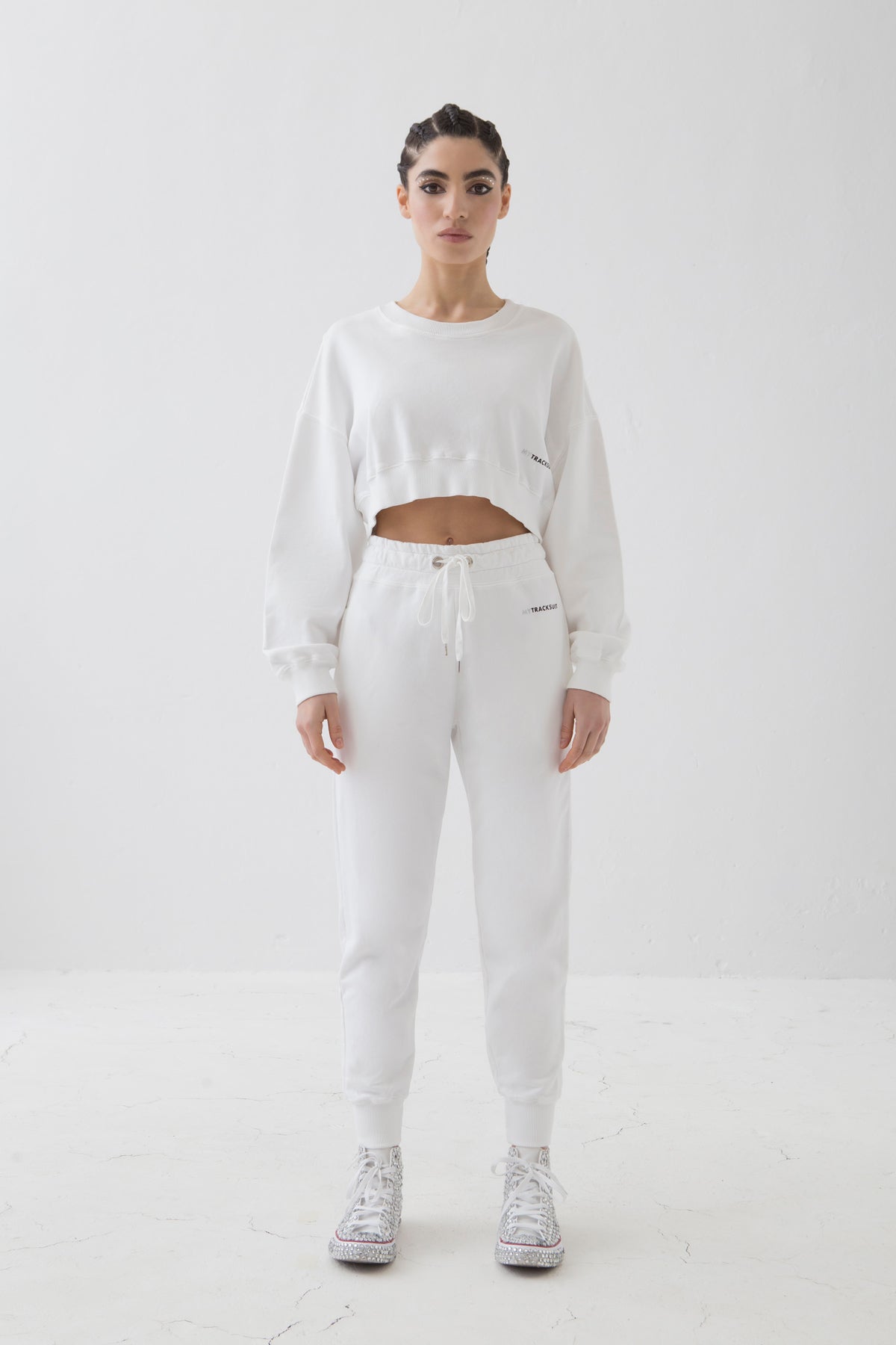 MYTRACKSUIT - GIROCOLLO CORTA/PANTALONE FONDO IN COSTINA BIANCO