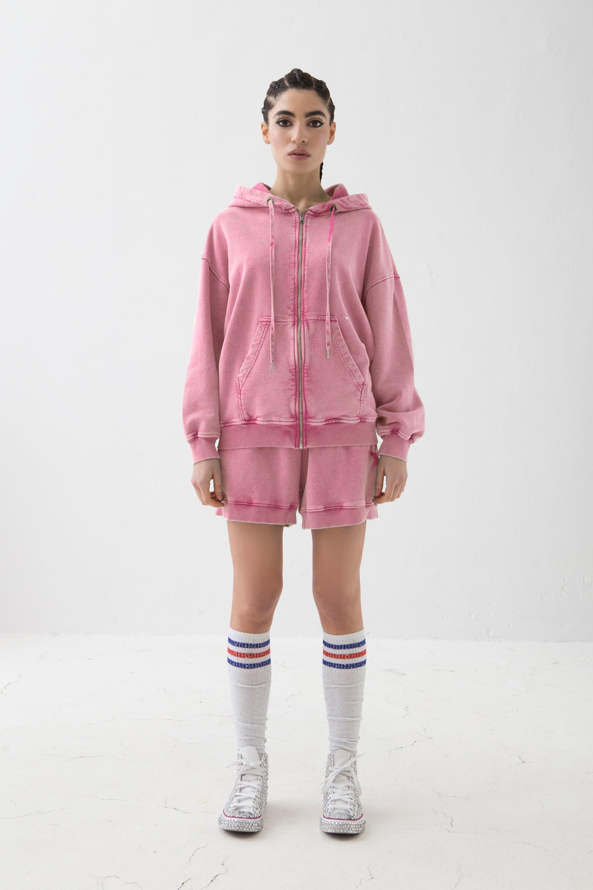 MYTRACKSUIT - HOODIE + ZIP SWEATER / SHORT PANTS FUCSIA