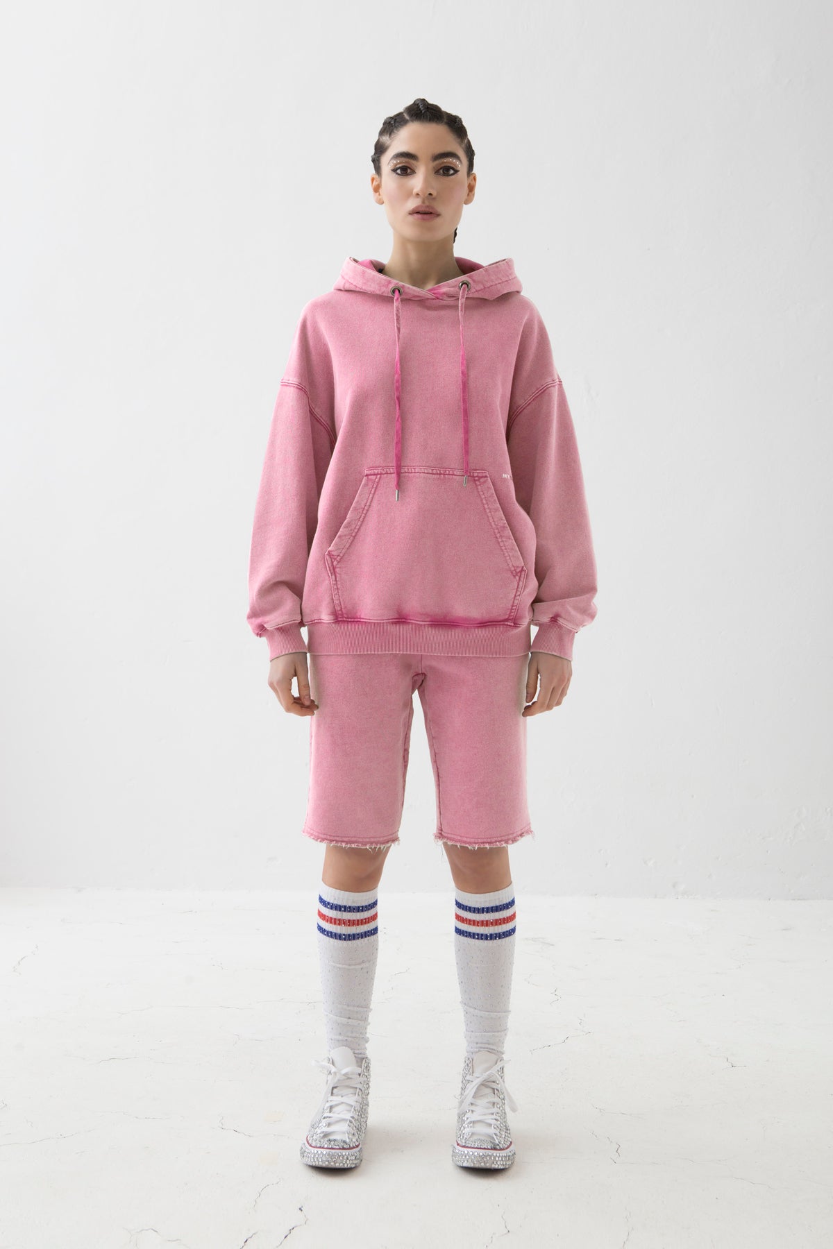 MYTRACKSUIT - HOODIE SWEATER / HIGH WAIST KNEE LENGHT PANTS FUCSIA