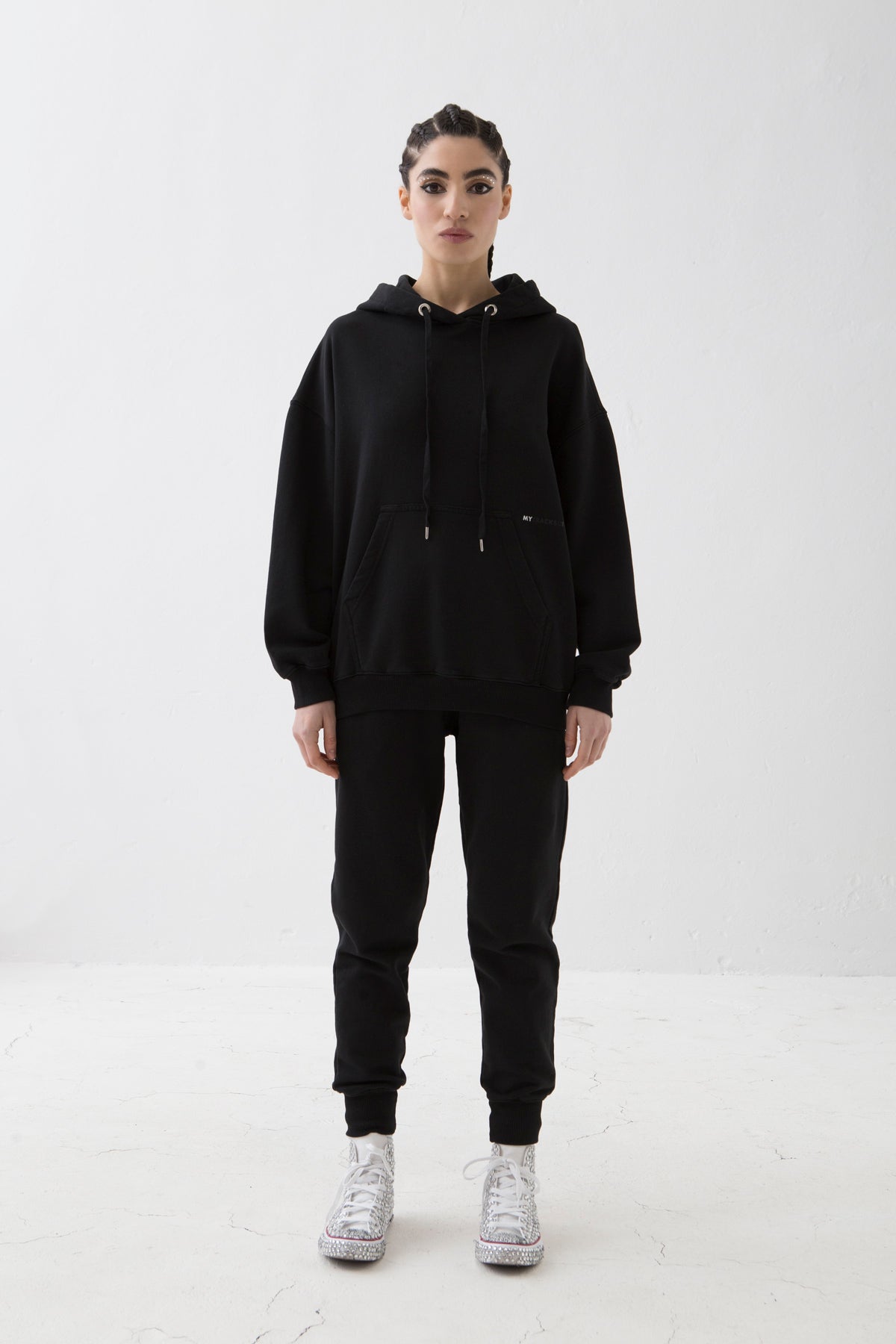 MYTRACKSUIT - HOODIE SWEATER / RIBBED BAND PANTS BLACK