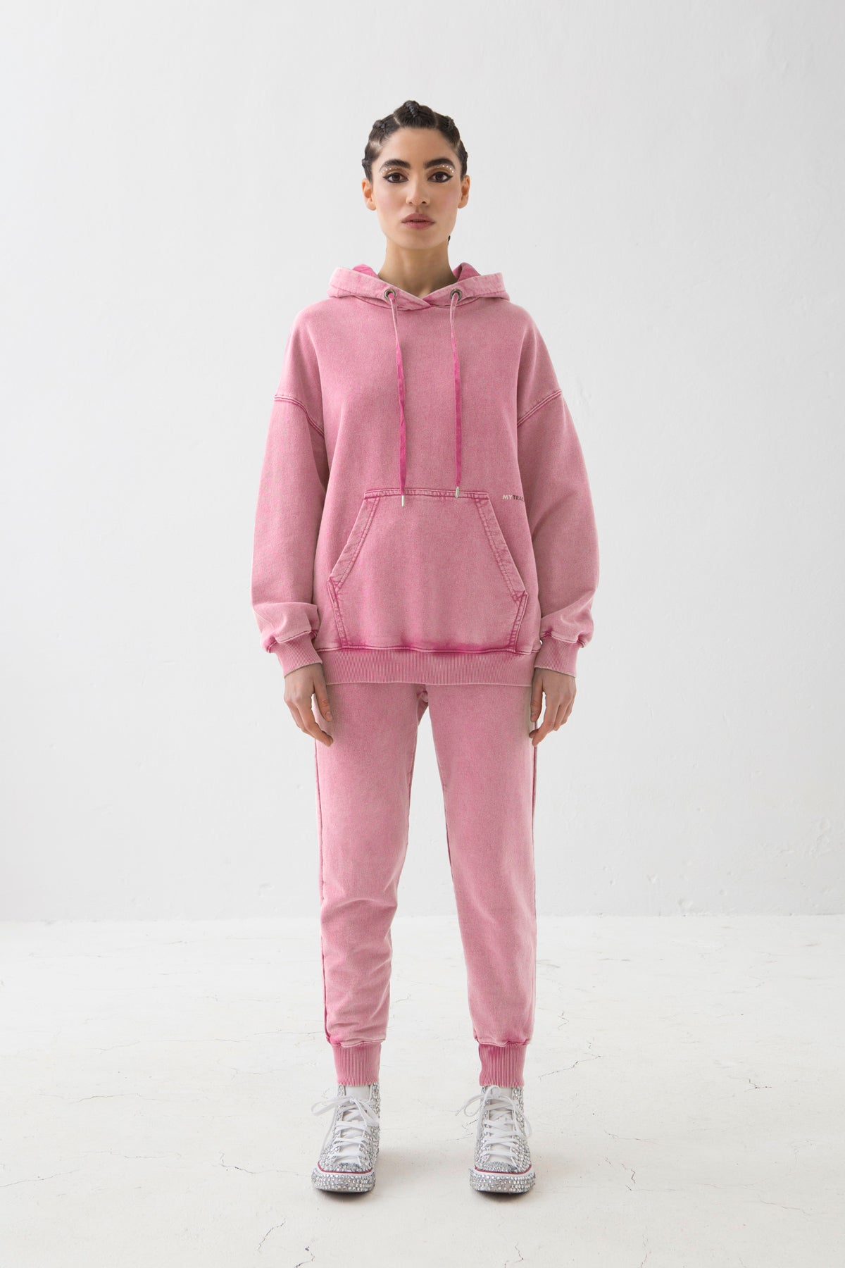 MYTRACKSUIT - HOODIE SWEATER / RIBBED BAND PANTS FUCSIA