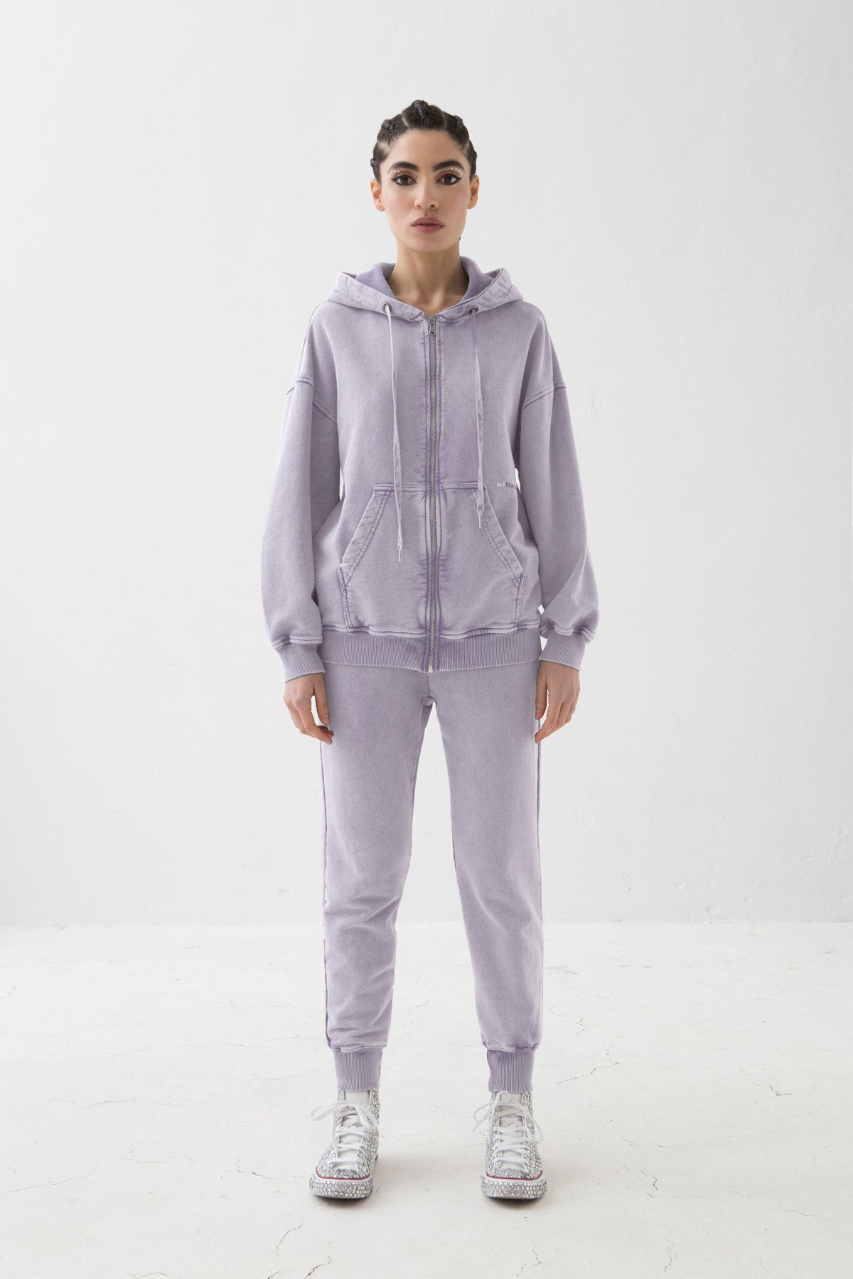 MYTRACKSUIT - HOODIE + ZIP SWEATER / RIBBED BAND PANTS LILAC
