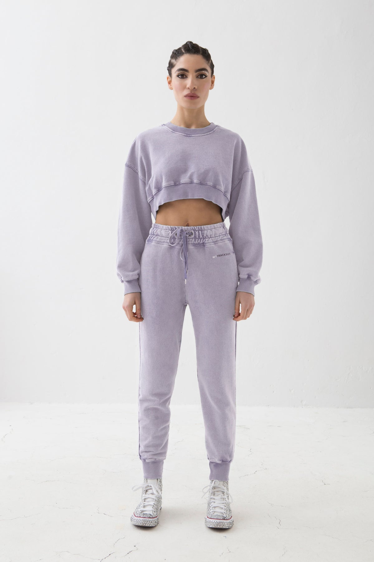 MYTRACKSUIT - GIROCOLLO CORTA/PANTALONE FONDO IN COSTINA LILLA