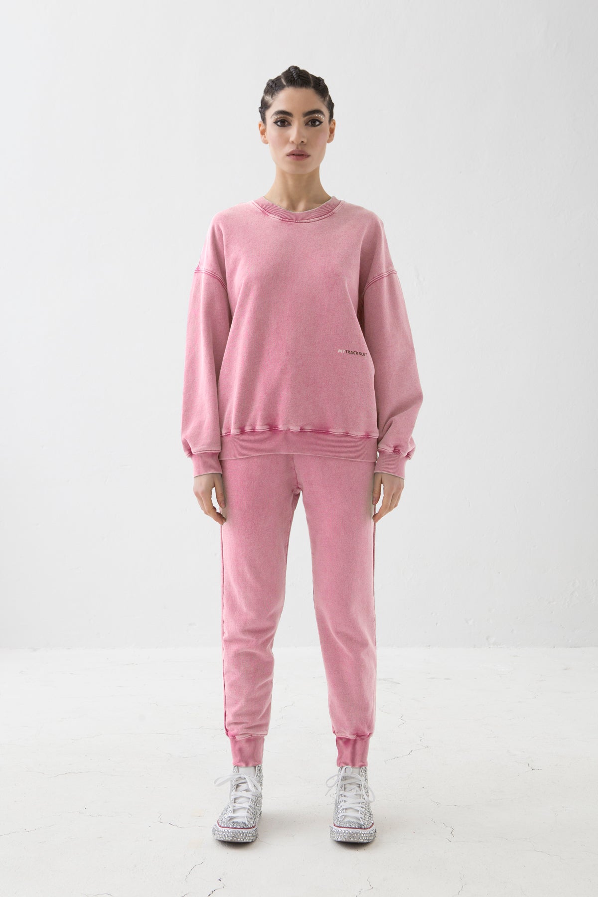 MYTRACKSUIT - FELPA GIROCOLLO/PANTALONE FONDO IN COSTINA FUCSIA