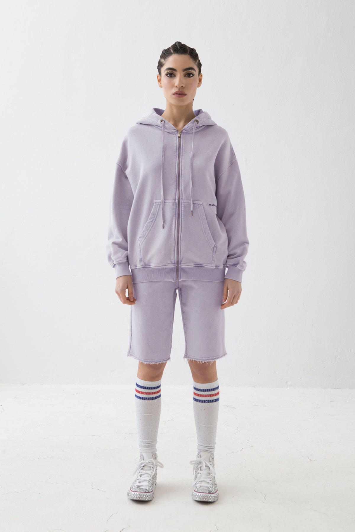 MYTRACKSUIT - CAPPUCCIO + ZIP/PANTALONE CORTO AL GINOCCHIO LILLA