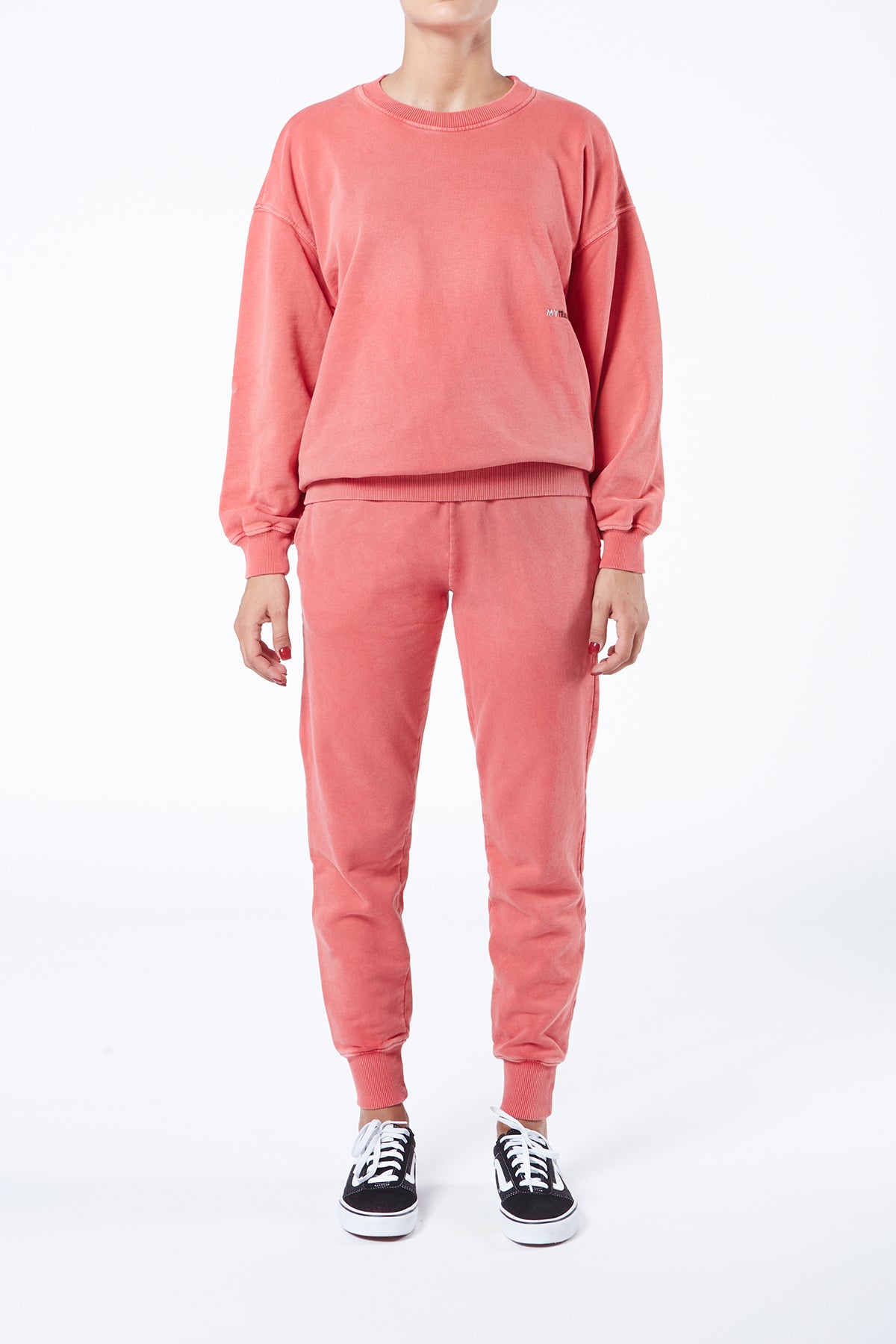 MYTRACKSUIT - CREWNECK SWEATER/RIBBED BAND PANTS RED